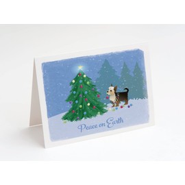 Yorkie Yorkshire Terrier or Silky Terrier | Dog Breed Peace on Earth Forest Christmas Cards | Pack of 6 | A2 Size Blank Note Cards and Envelopes