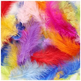 FeelfunFeather 100pcs Colorful Turkey Marabou Feathers Bulk 4-6inch Natural Fluffy Colored Feather for DIY Craft Fringe Trim Dreamcatcher Wedding Home Party Decor