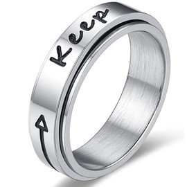 Gleamart Stainless Steel Spinning Ring Fidget Rings Inspirational Anxiety Ring Worry Relief Ring, Stainless Steel