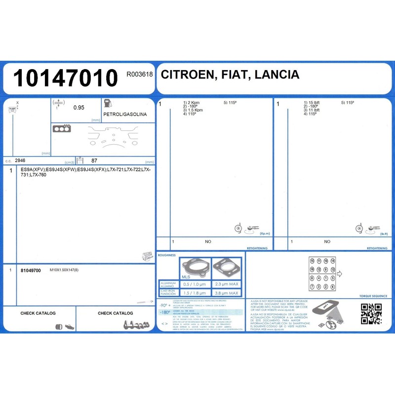 Ajusa 10147010 Gasket, cylinder head