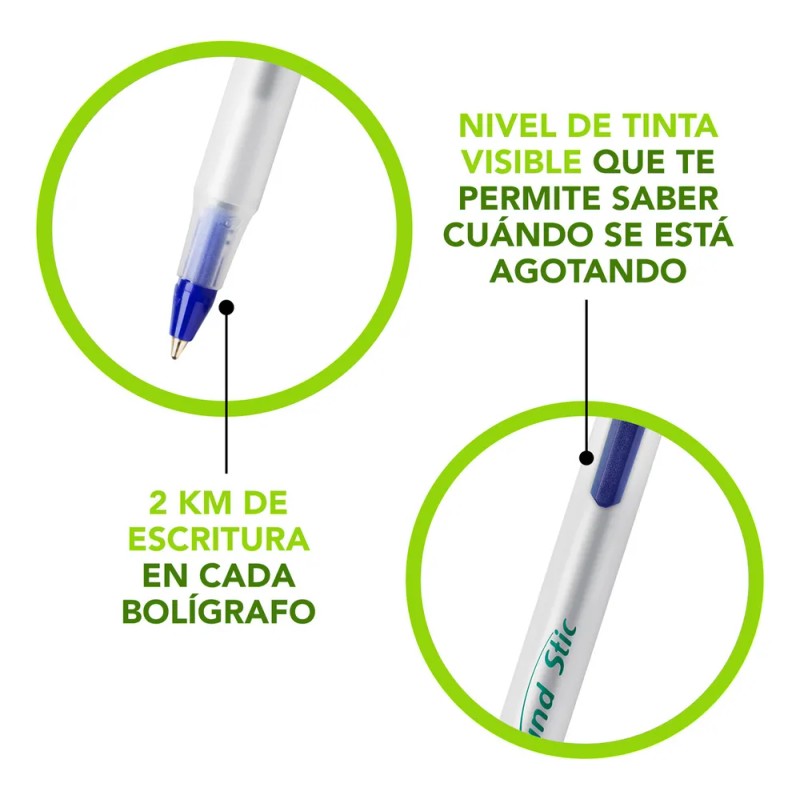 Lapicero Ecolutions Bic Punto Mediano 1.0 Mm 10 Pzas Azul