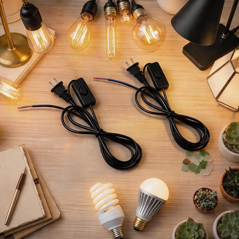 Conderyang 12 Packs Lamp Cord Set with Molded End Plug