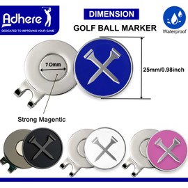 Adhere Golf Ball Markers 2pcs Personlized Logo Enamel with A Strong Magnetic Hat Clips, A Premium Golf Gifts for Men Women Kids,Including 4pcs Ball Markers + 2pcs hat Clip (Style C)
