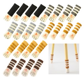 KASESSS 24Pieces Knitted Chair Socks, High Elastic Chair Leg Floor Protectors, Anti-Noise Chair Leg Feet Socks, Cute Cat Table Leg Floor Protectors, Chair Leg Covers Fit Square Round Table Chair Leg