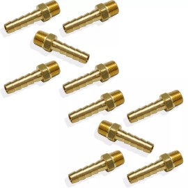 Unbranded 10 pc 1/4(6mm) Inch Hose Barb to 1/8 Inch Male Thread Fitting, Brass Connector