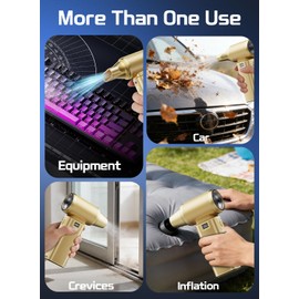 Compressed Air Duster – 120000RPM Turbo Jet Blower, 2000mAh with 2.5H Fast Charge, 300g Lightweight Air Blower for Car Detailing, PC Cleaning & Outdoor Use—Golden