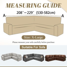 ALIECOM Extra Soft Corner Sectional Sofa Covers L Shaped Couch Cover Sectional Slipcovers with Non Slip Foams Jacquard Stretch U Shape Furniture Protector for Pets Dogs (Navy Blue, X-Large)