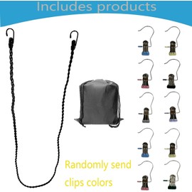 Universal Tri-Braided Cord Drying Clothesline, Retractable Portable Clothesline for Travelling or Camping. Laundry Drying Clothesline with Non-Slip Hook Clips for Indoor and Outdoor use