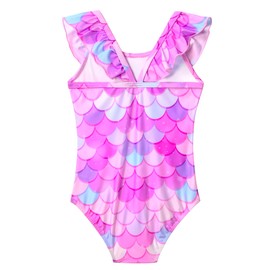 Snowheart Bathing Suits for Girls Size 4t 5t Multicolor Fish Scales Swimwear Shoulder Ruffle Swimsuit