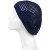 BYOS - Gorro de ganchillo para mujer, Red con flor-azul