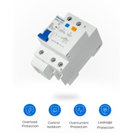 Elecnova 6-63A Miniature Circuit Breaker, 1Pole+N AC 63 Amp 230V, DIN Rail Mounted, Circuit Leakage Protection, Overload, Short-Circuit Protection,110V / 120V Available