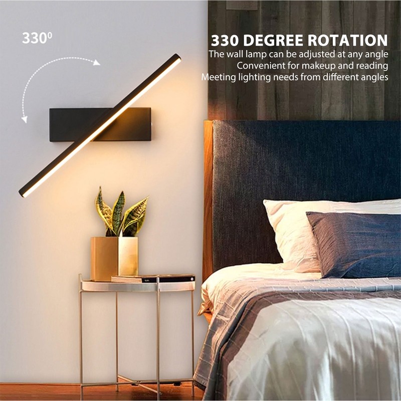 LED Strip Wall Lamp Rotatable Wall Sconce Bedside Table Reading