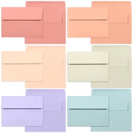 Sobres para invitaciones, paquete de 36 sobres A7 para tarjetas de 5 x 7, sobres de invitación de colores, 6 colores pastel cálidos, 13 cm x 18 cm