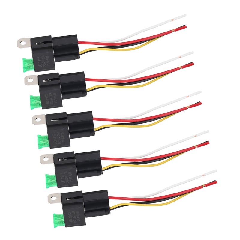 5Pcs Automotive Relay 12V DC 30A 4 Pin 4 Wire