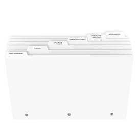 Estate Planning Binder Dividers with Tabs - Pre-Labeled, Laminated Dividers for 3 Ring Binder Dividers with Tabs | Organize Wills, Trusts, Legal, and Financial Documents | 6 Tab Dividers