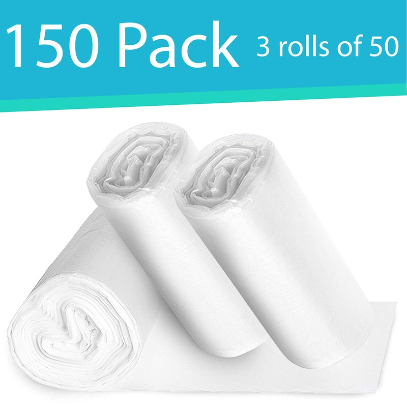 Small Clear Bathroom Trash Bags - 150, 1.2 Gallon Garbage