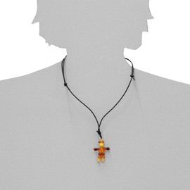 Necklace with Pendant – Amber Man – Leather Cord – Amber, amber, Amber