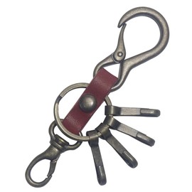 highstyle Tochigi Leather & Mini Carabiner & 4 Hooks + Small Nascan Key Chain (Antique/Burgundy )