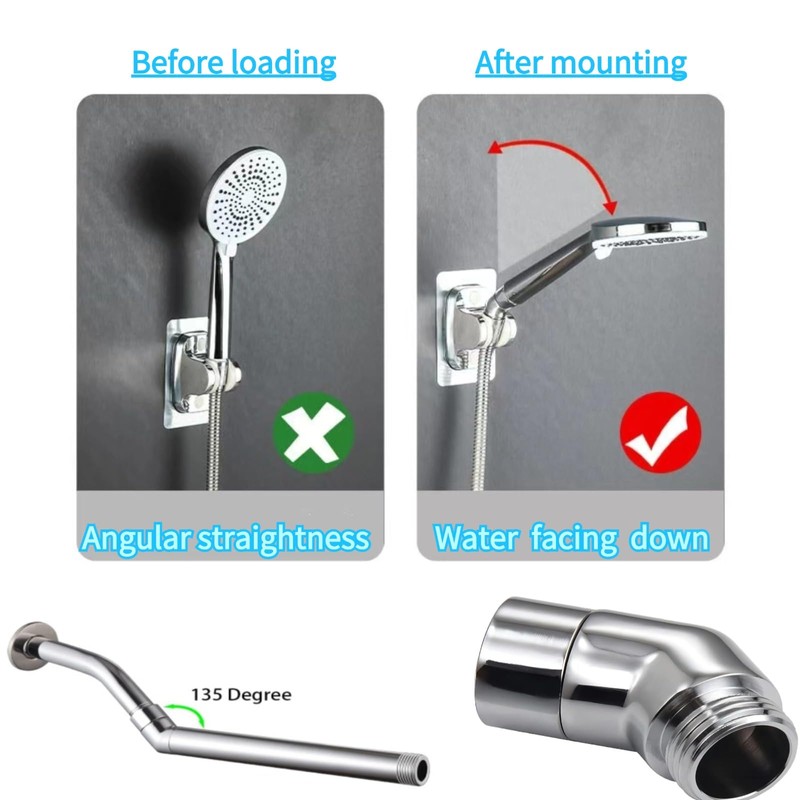 2 Pcs Shower Head Adapter, 135° Solid Brass Shower Elbow