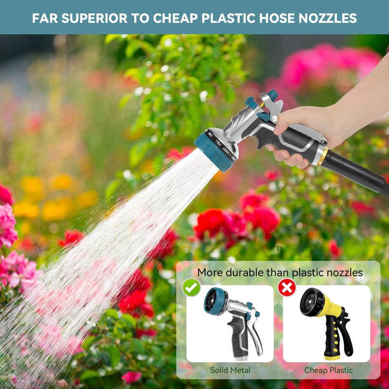 Garden Hose Nozzle, Heavy Duty Metal Water Hose Nozzle with