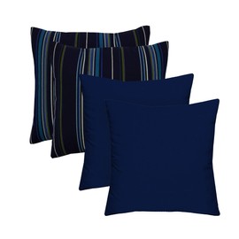 RSH Decor: Square Throw Pillows Set of 4 | 17" x 17" | Sunbrella Performance Fabric | Outdoor Decorative Accent Pillows for Patio Furniture | Stanton Lagoon & Canvas True Blue