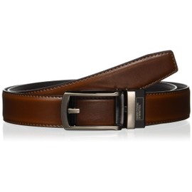 United Colors of Benetton Men’s Belt, Slide Lock, No Holes, Adjustable Fit, Benetton Leather Belt, Width Approx. 1.3 inches (33 mm), Braun