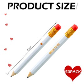 50 Pieces Wedding Pencils Pre-Sharpened Half Pencil with Eraser Bridal Pencils 4 Inch Mini Hexagon 2 HB Short Half Pencils for Wedding Presents, Golf,Classroom, School, 2 Styles (Pink) (White)