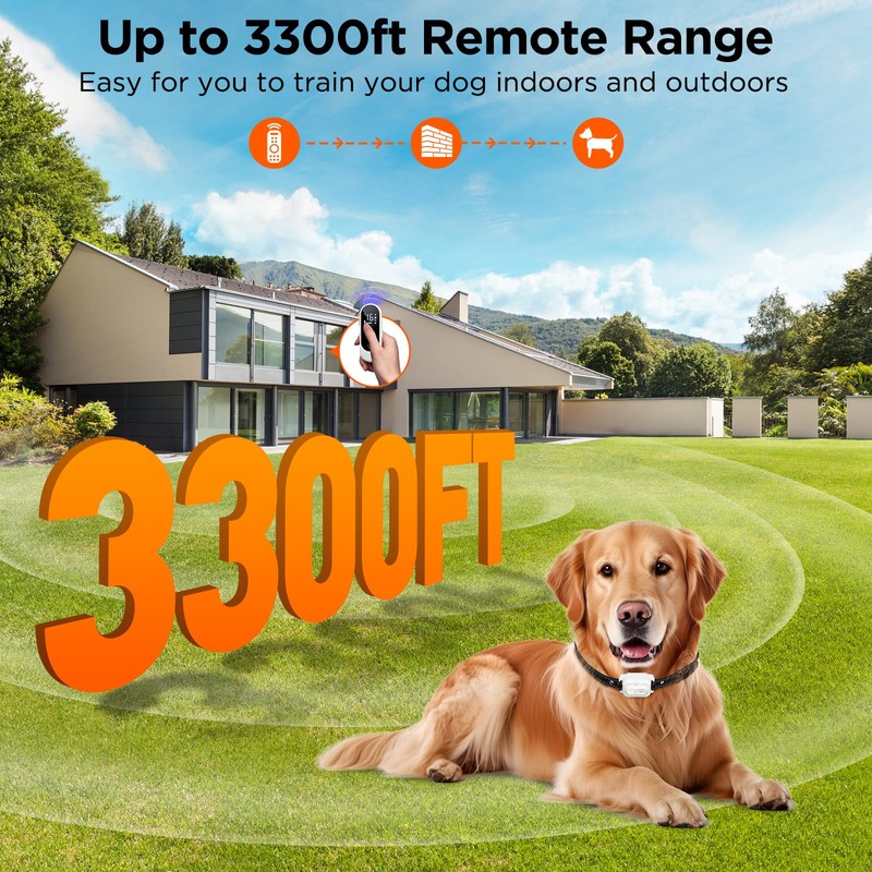 Dog Shock Collar, 3300ft Dog Training Collar with Remote, IPX7