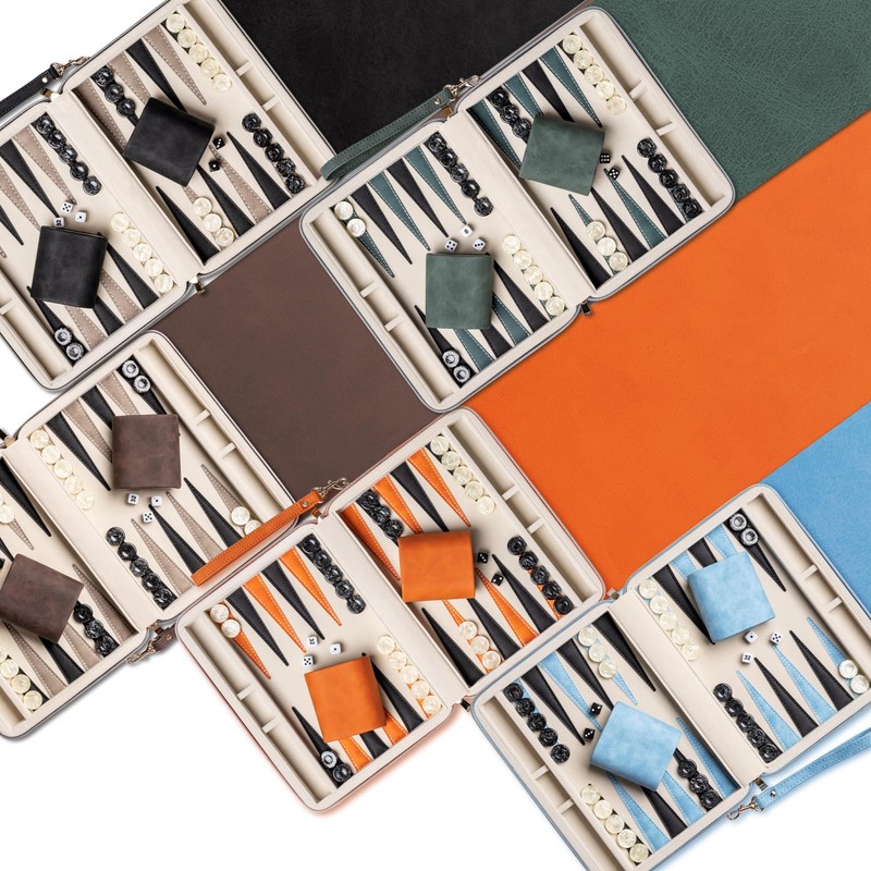 Backgammon Sets for Adults, Classic Board Game with Foldable Leather