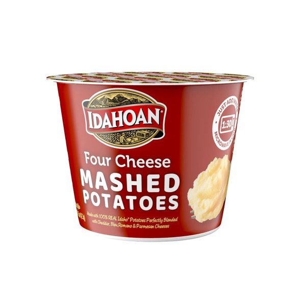 Idahoan Four Cheese Mashed Potatoes, Made with Gluten-Free 100-Percent Real Idaho Potatoes, 1.5 oz Cup (Pack of 10)