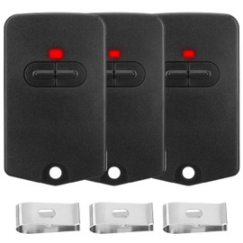 Kingdder 3 Pieces Dual Button Gate Opener Remote Compatible with Mighty Mule(FM134), 318mhz Garage Door Remote Control Compatible with GTO RB742 Gate Openers Transmitter with Visor Clip, Black