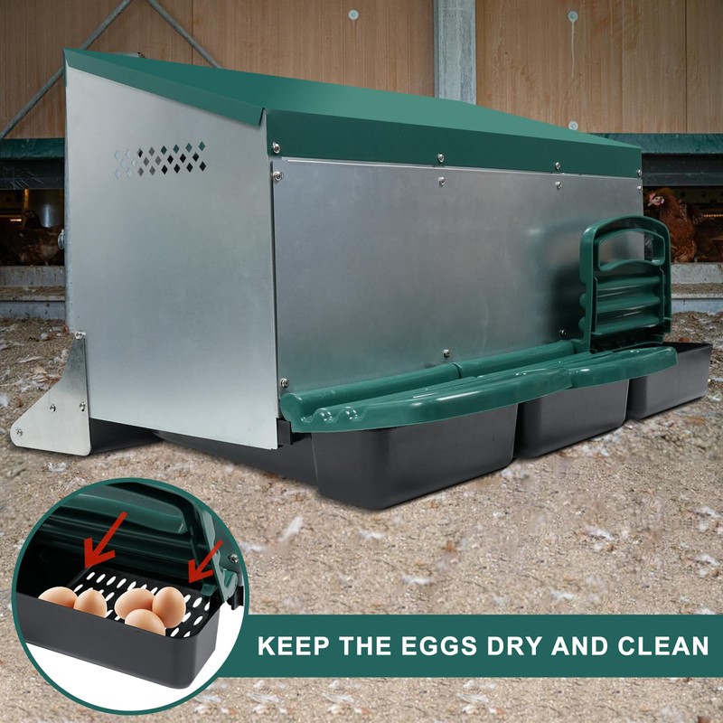 Chicken Nesting Box, 3 Holes Nesting Boxes, Heavy Duty Metal