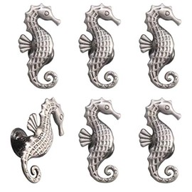 JfwuHap Seahorse Cabinet Knob, SCRTB 6 Pcs Ocean Themed Single Hole Pull Handle Home Funiture Decoration for Drawer Dresser Cupboard Wardrobe Cabinet Kitchen Residential(A)