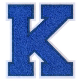 Single 4.5" Blue Chenille Varsity Letter Patch – Iron-On Applique for Letterman Jackets, Hoodies, Backpacks, Shirts, Team Uniforms