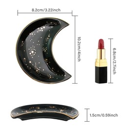 AIMALL Modern Ceramic Moon-Shaped Jewelry Dish Tray, Decorative Mini Display for Dressing and Dining Tables - 3.23x1.65 inches
