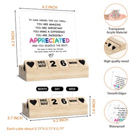 Inspirational Gifts for Women, Employee Appreciation Gifts for Coworker, Wooden Block Calendar for Desk, Thank You Acrylic Plauqe, You Are Incredibly Appreciated Desk Sign, Motivational Office Decor