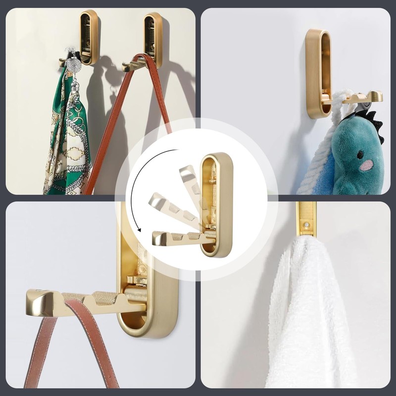 BCYSNR Pack of 4 Foldable Coat Hooks, 90° Foldable Wall
