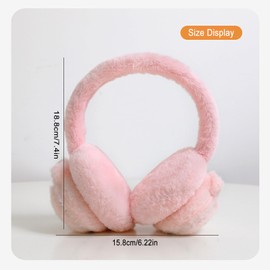 CHENKEE Winter Plush Earmuffs, Pack of 2 Women's Earmuffs, Warm Ear Warmers, Winter Plush Ear Warmers, Outdoor Adjustable Earmuffs, Pink, Grey, Pink grey