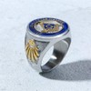 IFUAQZ Men's Stainless Steel Freemason Symbol Masonic Ring Silver Gold
