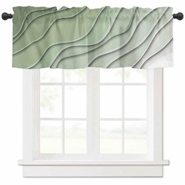 Sage Green Ombre Valance Curtain for Kithchen Windows Green and White Gradient Modern Abstract Geometric Valance Tier Curtain Rod Pocket Valances for Bedroom/Living Room/Bathroom, 1 Panel, 60x18 Inch