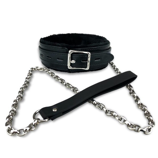Bilisee Leather Choker Collars - Soft Inner Fur for Comfort