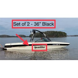 Malibu Boat 36”  Replacement Black Decals Vinyl High Quality Stickers - Set Of 2
