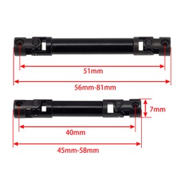MEUS RACING Metal Front&Rear Drive Shaft for Axial 1/24 SCX24 90081 C10 Jeep Ford Bronco (45-58MM+56-81MM)