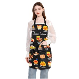 MYSOMY Aussie Cuisine Apron Aussie Foods Lover Gift Australia Themed Cooking Gift Aussie Food Cooking Kitchen Apron (Aussie Cuisine Apron)
