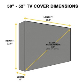 KHOMO GEAR Outdoor TV Cover Universal Weatherproof Protector for 50-52 Inch TV - Fits Most Mounts & Brackets, Grey (VC-tv-cover-50-grey)