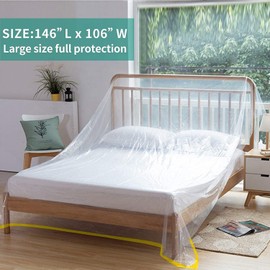 146"/12ft Plastic Cover,Sofa Couch Cover,Plastic Furniture Cover,Mattress Bag Cat Scratching Protector Clawing Deterrent Extra Large Bed Couch Chair Furniture Cover for Moving Painting Storage (2)