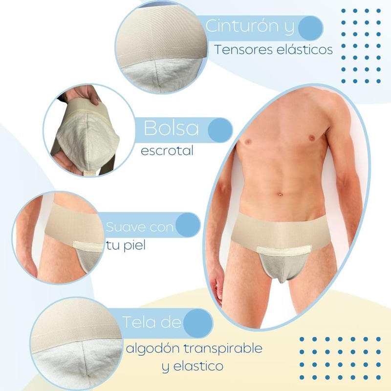 Suspensorio post operatorio de algodón para hombre, tanga de entrenamiento