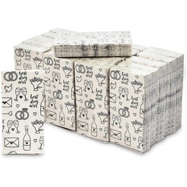 Pañuelos de bolsillo con temática de boda, toallitas de tamaño de viaje (paquete de 24)