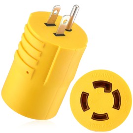 Kanayu 5-15P to L14-30R Generator Transfer Switch Adapter Compatible with NEMA 3 Prong Household 15Amp to 4 Prong Generator Lock 30Amp Adapter to House Inlet Box(Yellow)