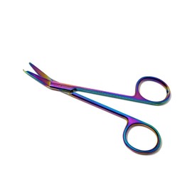 Suture Stitch Scissors with Angled Blades to Reach Tight Spaces with One Hook Delicate Crescent Tip Multipurpose 4.5" Stainless Steel Shears for medical Training & Education Purposes (Multi Titanium)